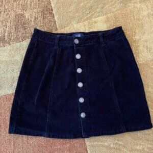 YMI Black Button-Front Corduroy Mini Skirt